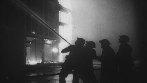 Firefighters were filmed tackling the blaze in May 1941