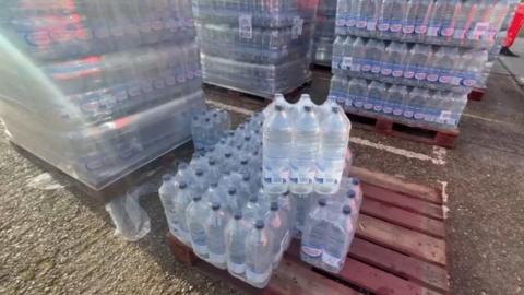 View of bottled water