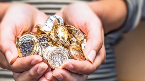 handful of pound coins