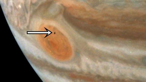 Amalthea in front of Jupiter