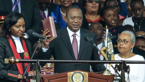 Uhuru Kenyatta in the Nairobi stadium, 28 November