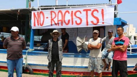 Tunisian fishermen in Zarzis protest against arrival of C-Star