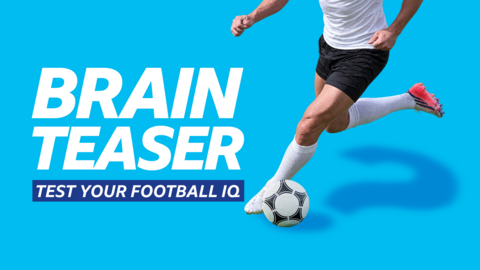 A generic picture of an unknown footballer beside the words: "Brainteaser test your football IQ"