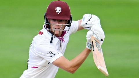 Archie Vaughan batting for Somerset