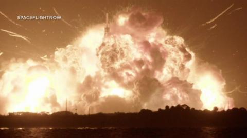 An explosion from a space rocket