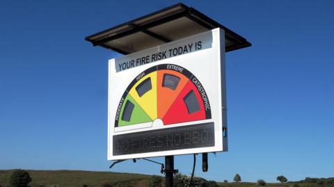 Wildfire warning sign in Derbyshire