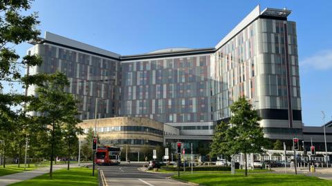A large grey hospital building