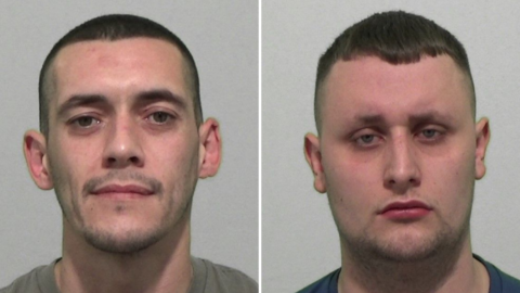 A composite of police custody images of Youssef Wynne and Josh Hawthorn. Both men have short, dark hair and are looking directly into the camera.