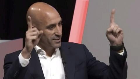 Luis Rubiales while he told an extraordinary general assembly called by the Spanish football federation that he would not resign