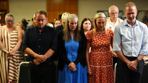 Bereaved families at a press conference into maternity failings in Nottingham