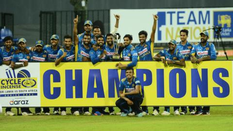 Sri Lanka with the ODI series trophy