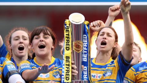 Leeds celebrate their Women's Super League Grand Final win