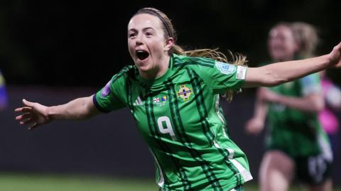 Simone Magill celebrates scoring against Bosnia-Herzegovina