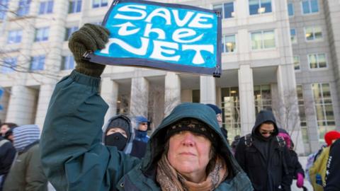 Net neutrality protester