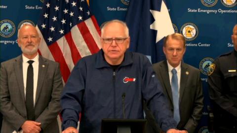 Minnesota Governor, Tim Walz, speaks to reporters
