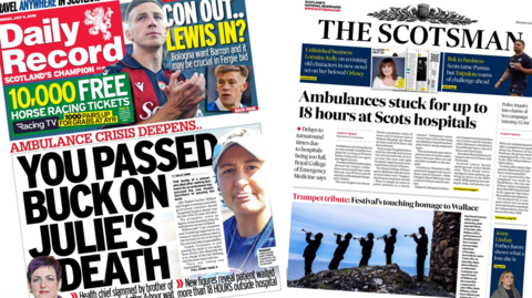 The Daily Record and Scotsman front page 