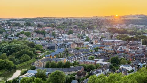 An aerial view over Lewes