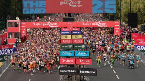 Runners at the start line of the Great North Run