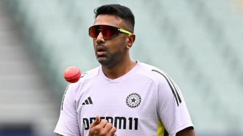 Ravichandran Ashwin during an India training session 