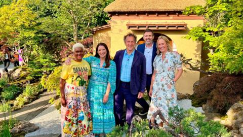Arit Anderson, Rachel De Thame, Monty Don, Adam Frost, Sophie Raworth (Image: BBC Studios)