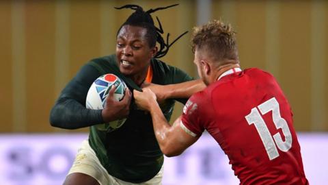 Sbu Nkosi in action for South Africa against Canada at the 2019 Rugby World Cup