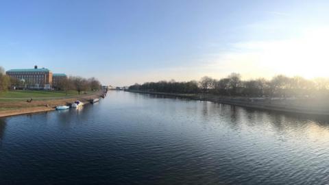 A view of the River Trent, with County Hall in the background.