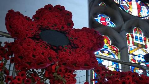 Knitted poppies