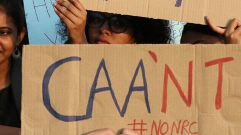 Indian protesters from different non governmental organizations protest against the Citizenship Amendment Act (CAA) in Bangalore, India, 09 January 2020