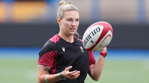 Keira Bevan in training before Wales' win over Spain in June 