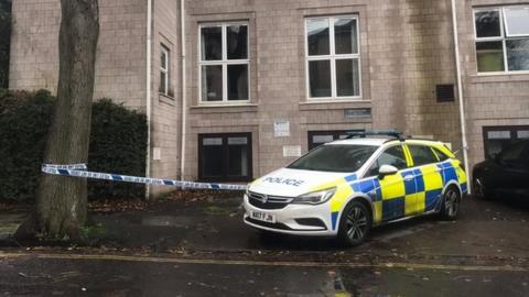 Police car at an address in Clifton, Bristol