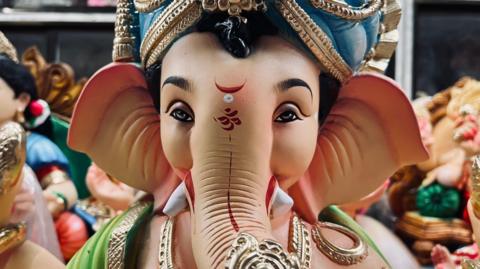 Closeup of a finished Ganpati idol