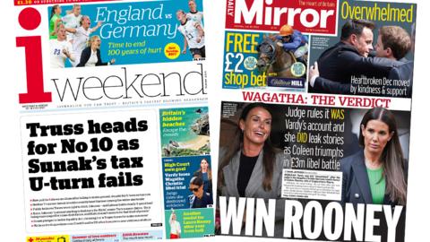 The i weekend and Daily Mirror front pages 30 July 2022