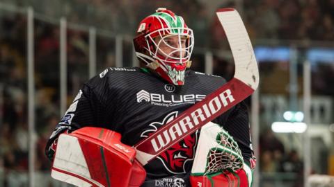 Ben Bowns in the net for Cardiff Devils