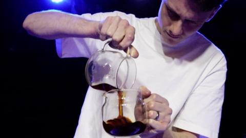 Competitor at speciality coffee championship in Belfast