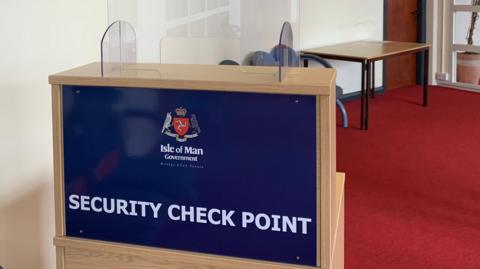 A security check point at the sea terminal in Douglas.