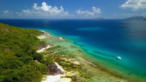 View of Seychelles coastline