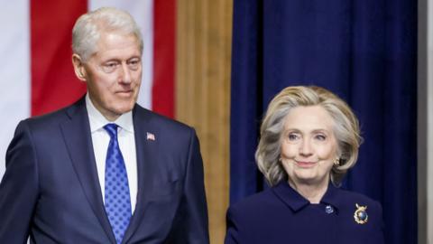 A file photo of Bill and Hillary Clinton.