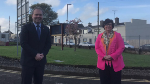 Principal of Limavady High School, Darren Mornin and Principal of St Mary's Limavady Rita Moore.