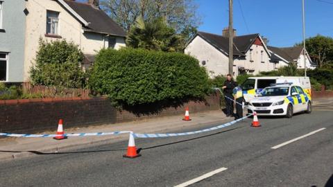 Police cordon on Pontygwindy Road