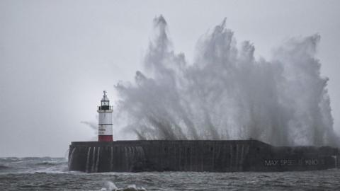 Newhaven Lighthouse during Storm Ciaran