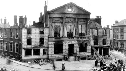 Town Hall in ruins