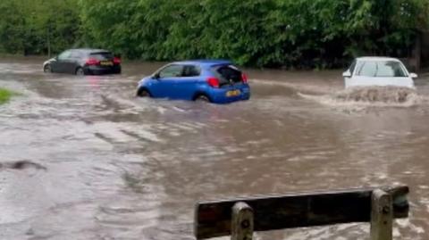 Some roads in Hertfordshire became impassable for motorists as heavy rain hit the region.