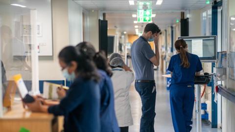 View of a ward in an NHS hospital in London