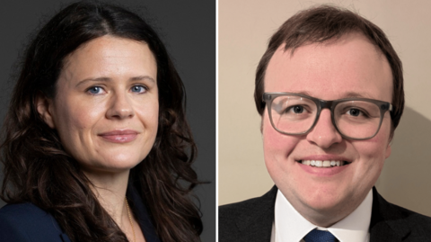 Headshots of Scottish Labour MP Joani Reid and her husband David Taylor. they are both wearing suit jackets.
