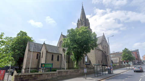 Nottingham Cathedral from Derby Road in Nottingham