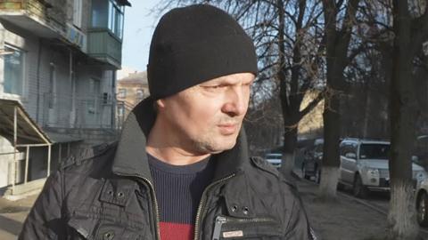 Leonid Zakutenko on the streets of Kyiv during surprise filming by the BBC