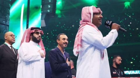 Turki Alalshikh was in the ring as the Saudi Arabian national anthem was played at Dubois versus Joshua