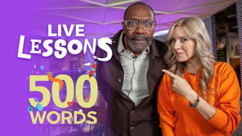 Lenny Henry and Naomi Wilkinson with the Live Lessons and 500 Words logos