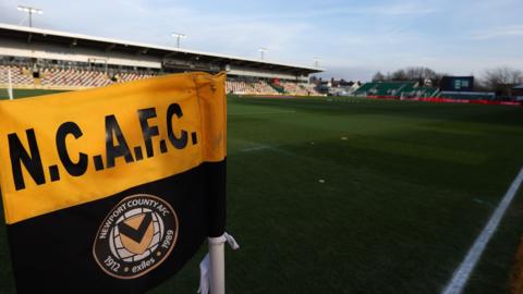 A Newport County corner flag at Rodney Parade