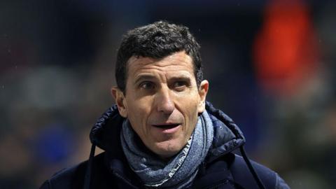 Watford manager Javi Gracia looks on during the Championship game against Norwich City